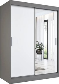 Szafa przesuwna antracyt + biały 150 cm biały połysk K8-H24