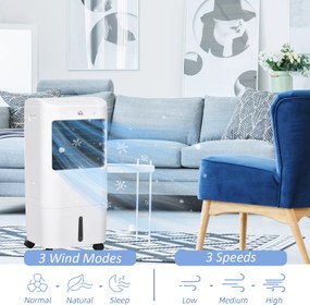 HOMCOM Chłodziarka powietrza, Klimatyzacja, 3 tryby, Timer 7,5 godz., na kółkach, Plastik, Biała