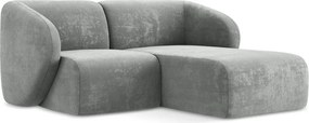 Szary narożnik z tkaniny szenilowej (prawostronny/z szezlongiem) Lani – Makamii