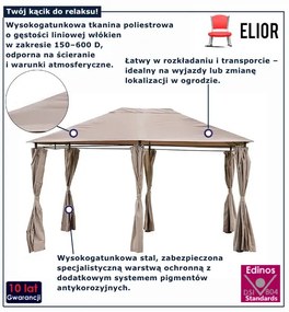 Beżowy pawilon ogrodowy z bocznymi ściankami W8-A05