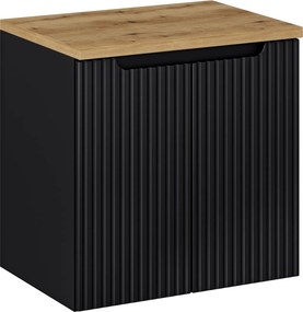 Szafka podumywalkowa 2-drzwiowa Nova 60 cm z blatem, czarny mat/dąb coast evoke