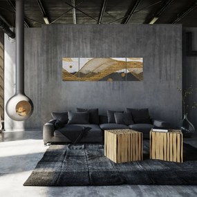 Obraz - Złote piórka (170x50 cm)
