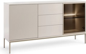 Nowoczesna komoda szeroka z szufladami i frezowanym frontem 154×83×39 cm, w kolorze Kaszmir / Złoty