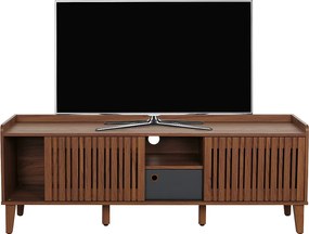 Stojak TV MCW-M48,  orzechowy wygląd, ciemnoszara szuflada