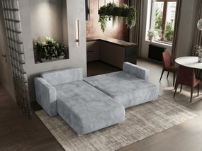 Jasnoszara rozkładana narożna sofa TAFIRA, dwustronna