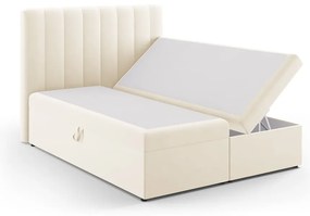 Beżowe łóżko boxspring ze schowkiem 160x200 cm Gina – Milo Casa