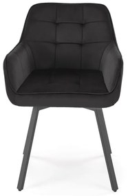 Krzesło do jadalni obrotowe z podłokietnikami czarne welurowe K588