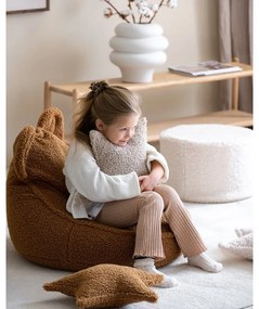 Brązowy dziecięcy worek do siedzenia z materiału bouclé Bear – Wigiwama