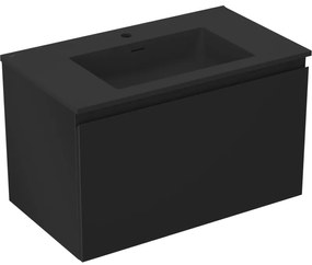 Mexen Orio szafka łazienkowa 80 cm z umywalką Otis, 1 szuflada, czarna mat - 91A10-08047-1-BF71-W18M71