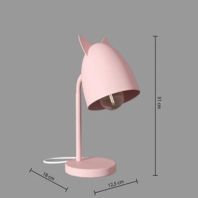 Dziecięca lampa stołowa KITTY EARS różowa