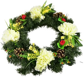 Wieniec na Dzień Zaduszny Kremowe chryzantemy, 35cm
