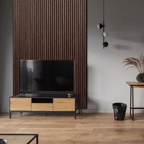 Drewniany panel akustyczny, 2400 x 600 mm, czarny podkład, 5 szt, orzech