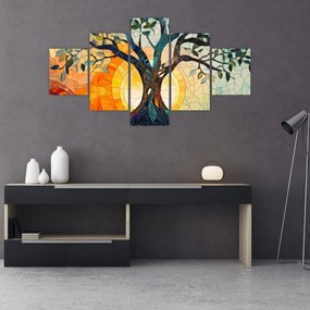 Obraz – Mozaika – słońce i drzewo I. (125x70 cm)