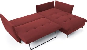 Narożnik GLAM Prawostronny z funkcją spania, zestaw z poduszkami wolnostojący tkanina RIVIERA 61 Burgundowy DOMO HOME