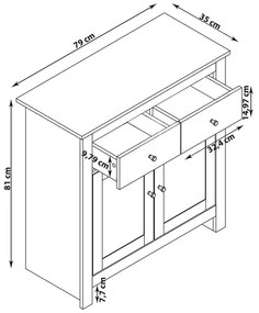 Szaro-naturalna niska komoda w dekorze dębu 79x81 cm Emerald – Støraa
