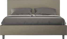 Łóżko wyposażone w stelaż z listwami tapicerowane 160x190 sztucznej skóry Cappuccino Adele