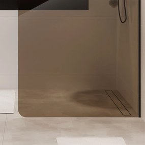 Ścianka prysznicowa WALK IN FIX brązowa 8 mm MOLIS NATURE Brown Round MASSI I Różne rozmiary : Kolor profili kabiny - czarny, Szerokość ścianki - 100 cm, Typ montażu - WALK in FIX (Do ściany)