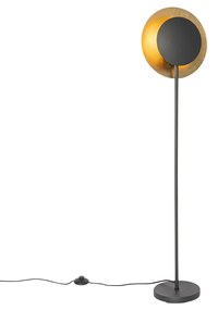 Lampa podłogowa art deco czarna ze złotem - Emilienne ArtDeco Oswietlenie wewnetrzne