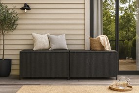 Czarna duża rattanowa skrzynia ogrodowa L6-W79