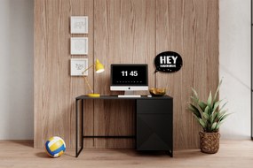 Biurko Asha 120 cm z szufladą - czarny mat / czarny stelaż
