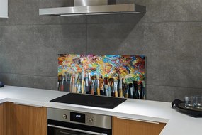 Szklany Panel Pędzle i Kolorowe Ślady Farby