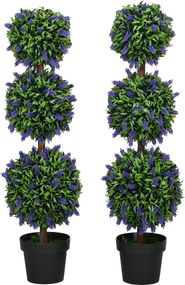 HOMCOM Zestaw 2 Sztucznych Roślin, UV-Odporna Sztuczna Roślina w Donicy, 110 cm Roślina Pokojowa do Salonu, Ogrodu