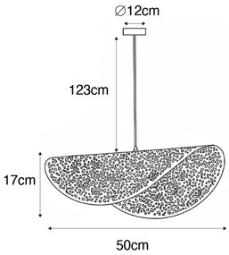 Orientalna lampa wisząca czarna ze złotem 50 cm - JapkeKolonialny Oswietlenie wewnetrzne