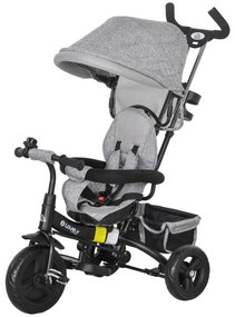 HOMCOM Rowerek 6w1 dla Dzieci z Rączką, Daszkiem, Pasem, Koszykiem, dla Dzieci 1-5 Lat, Szary