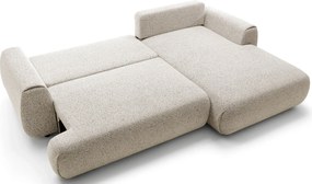 Beżowa melanżowa kanapa narożna z funkcją spania D5-A31