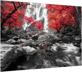Obraz na szkle - Wodospady w jesiennym krajobrazie (70x50 cm)