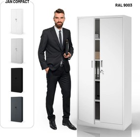 Szafa biurowa na dokumenty Jan Compact 80x40x175 cm, kolor biały