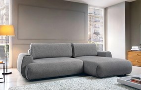 Popielata kanapa narożna rozkładana z pojemnikiem F4-L82