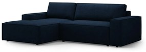 Ciemnoniebieski rozkładany narożnik z materiału bouclé (lewostronny) Jodie – Micadoni Home