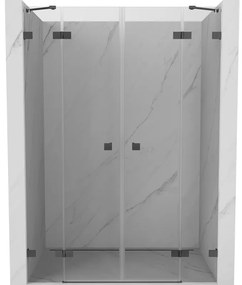 Mexen Lunar Duo drzwi prysznicowe uchylne 160 cm, transparent, gun gray szczotkowany - 834D-160-000-66-00
