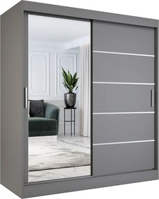 Antracytowa szafa przesuwna z lustrem 180 cm W7-A37