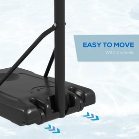 SPORTNOW Stojak na kosz koszykarski, regulowana wysokość 182-213 cm, odporny na warunki atmosferyczne, z kołami, metalowa rama