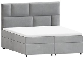 Jasnoszare łóżko boxspring ze schowkiem 200x200 cm Lola – Ropez