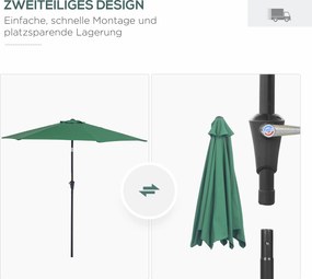Outsunny® Parasol Ogrodowy Przeciwsłoneczny Aluminium Zielony
