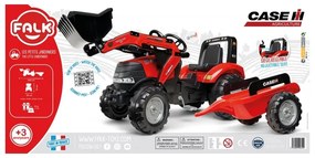 Falk traktor case na pedały z łyżką i przyczepką czerwony od 3 lat