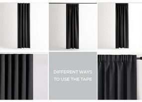 Restilo Zasłona Blackout Oxford Pleat czarny, 140 x 245 cm