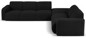 Czarny narożnik z materiału bouclé (prawostronny) Molino – Micadoni Home