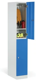 Szafka skrytkowa, 2 schowki, 1850 x 300 x 500 mm, zamek mechaniczny z kodem, drzwi laminowane, orzech