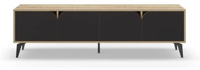 Czarna szafka pod TV w dekorze dębu 180x51 cm Nola – Marckeric