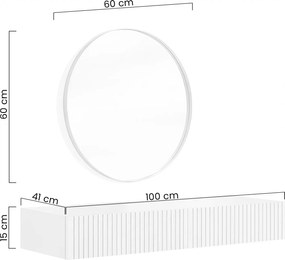 Toaletka wisząca Nicole z czarnym lustrem 60 cm - czarny mat / czarny