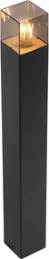 Stojąca lampa zewnętrzna czarna 70 cm IP44 z dymionym szkłem - Denmark
