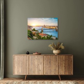 Obraz na szkle - miasto Budapeszt z rzeką (70x50 cm)