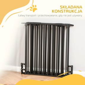 PawHut 2 w 1 Ogrodzenie dla Zwierząt Domowych, Wybieg dla Szczeniąt, Brama Bezpieczeństwa, Składany, Metal, 300 x 3 x 74,5 cm, Czarny