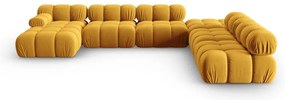 Żółta aksamitna sofa 379 cm Bellis – Micadoni Home