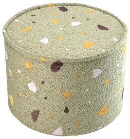 Zielony puf dziecięcy z materiału bouclé/z tkaniny szenilowej Terrazzo – Wigiwama