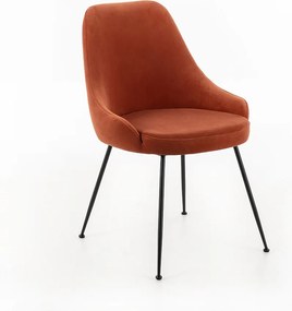 Nowoczesne krzesło tapicerowane "Alyssa" imitacja aksamitu w kolorze pomarańczowym, 49,5x48,5 cm, 80h
